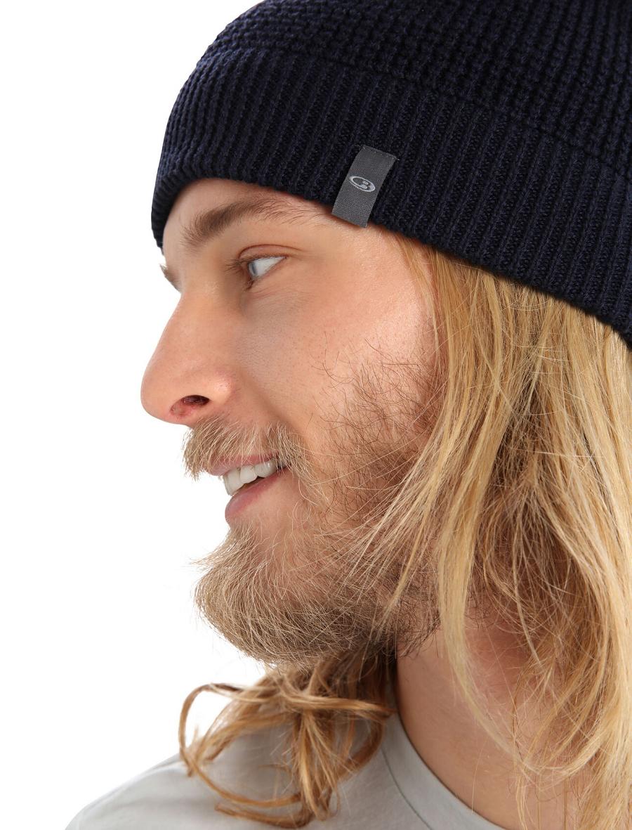 Chapeaux Icebreaker Unisex Merino Feadan Slouch Beanie Homme Bleu Marine | FR 1093GSOL